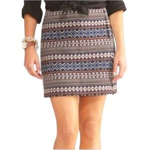 Cato Mini Skirt Sz 12 EUC Fringe Tapestry Native Print Woven